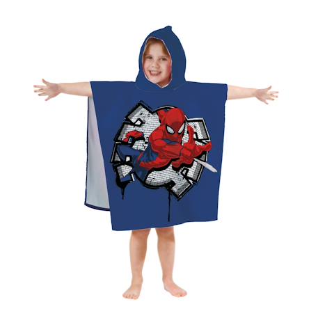 Cape de bain imprimée 100% coton, spiderman hero eyes Bleu 4 - vertbaudet enfant 