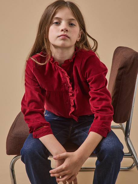 Chemise velours et dentelle fille Cerise+Ecru 5 - vertbaudet enfant 