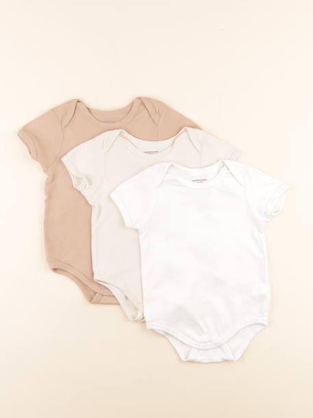 Lot de 3 bodies en coton - 18 mois Beige, blanc 1 - vertbaudet enfant 