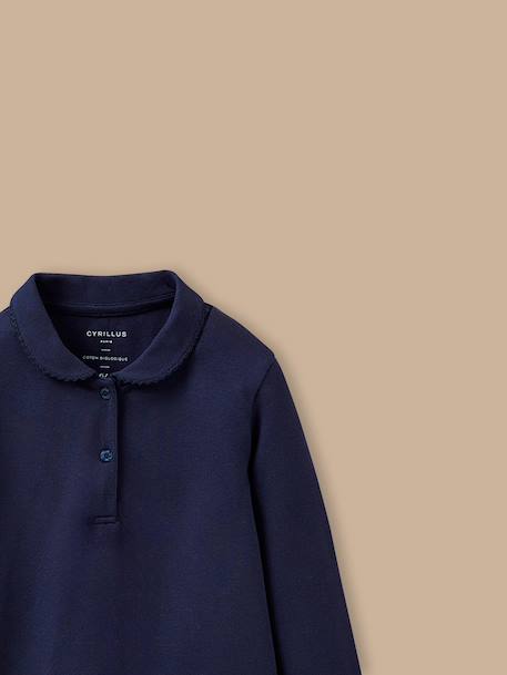 Polo en maille piquée fille - coton biologique Marine+Rose 2 - vertbaudet enfant 