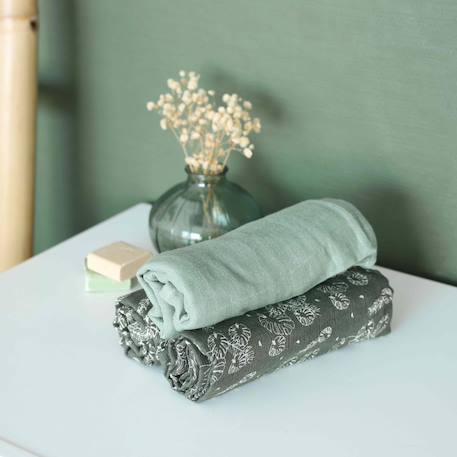Lot de 3 langes bébé  motif feuilles Vert 4 - vertbaudet enfant 