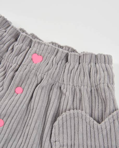 Jupe côtelée pour fille avec boutons décoratifs Gris 3 - vertbaudet enfant 