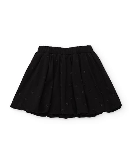 Jupe pour fille en maille extensible avec détail floral et taille élastique Noir 2 - vertbaudet enfant 