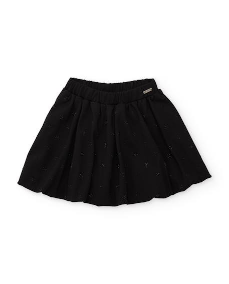 Jupe pour fille en maille extensible avec détail floral et taille élastique Noir 1 - vertbaudet enfant 