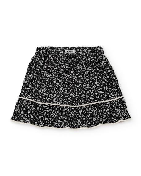 Jupe fille en toile avec design floral et volants Noir 2 - vertbaudet enfant 