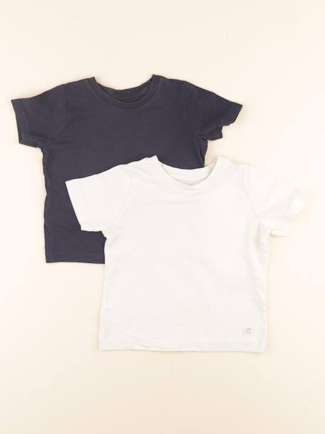Lot de 2 tee-shirts - 2 ans Blanc, bleu 1 - vertbaudet enfant 