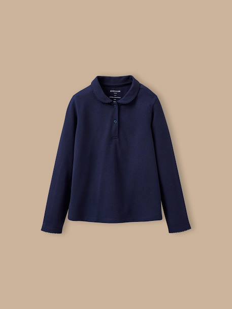 Polo en maille piquée fille - coton biologique Marine+Rose 1 - vertbaudet enfant 