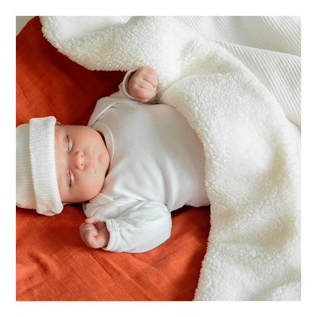 Couverture bi matière - wooly Blanc 2 - vertbaudet enfant 