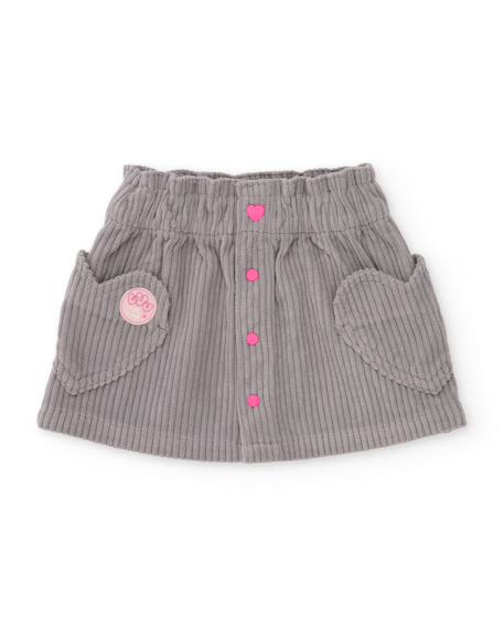 Jupe côtelée pour fille avec boutons décoratifs Gris 1 - vertbaudet enfant 