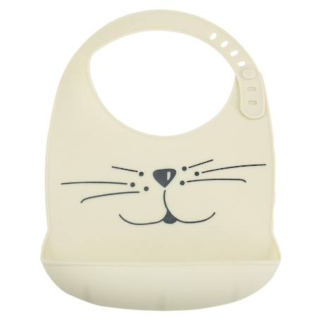 Bavoir silicone avec récupérateur Vanille+Vert sapin 1 - vertbaudet enfant 