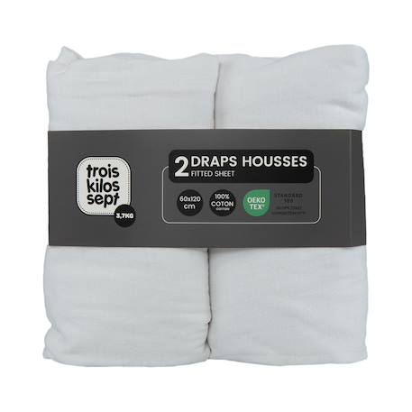 Lot de 2 draps-housses lit bébé Blanc+Terracotta+Vert argile 2 - vertbaudet enfant 