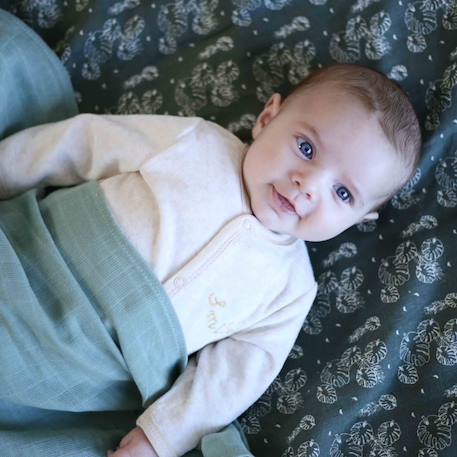 Lot de 3 langes bébé  motif feuilles Vert 2 - vertbaudet enfant 