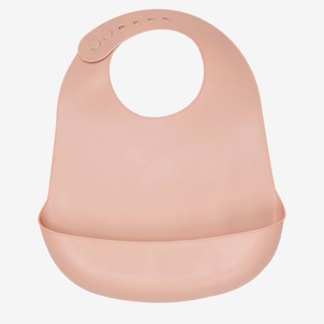 Bavoir bébé en silicone avec récupérateur Rose 1 - vertbaudet enfant 