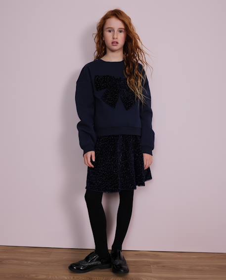 Jupe fille à sequins avec ceinture élastique Bleu 1 - vertbaudet enfant 