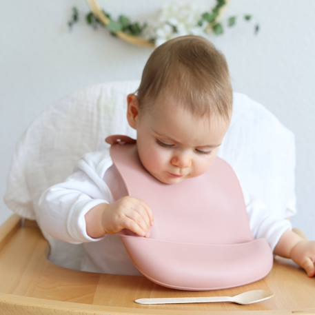 Bavoir bébé en silicone avec récupérateur Rose 4 - vertbaudet enfant 