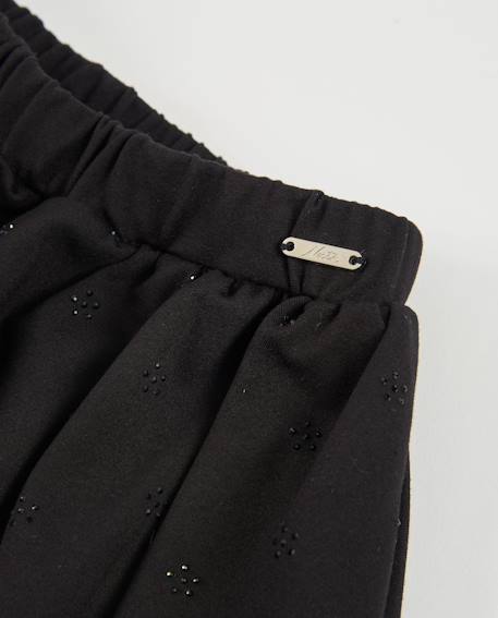 Jupe pour fille en maille extensible avec détail floral et taille élastique Noir 4 - vertbaudet enfant 