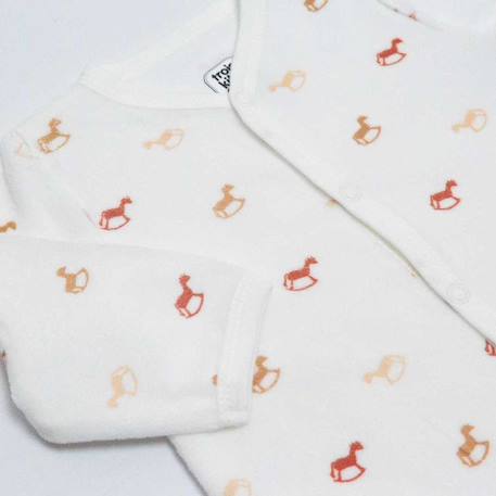 Grenouillère bébé motifs tendances de chevaux à bascule Ecru 5 - vertbaudet enfant 