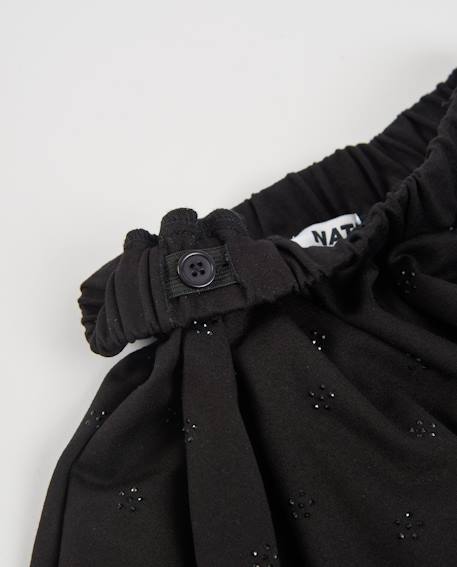 Jupe pour fille en maille extensible avec détail floral et taille élastique Noir 3 - vertbaudet enfant 