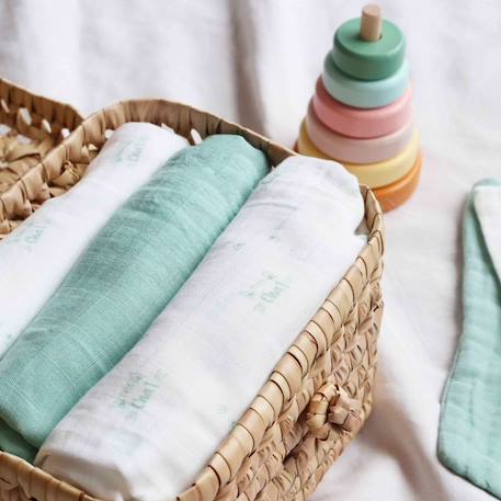 Lot de 3 langes bébé motif chats Vert 4 - vertbaudet enfant 