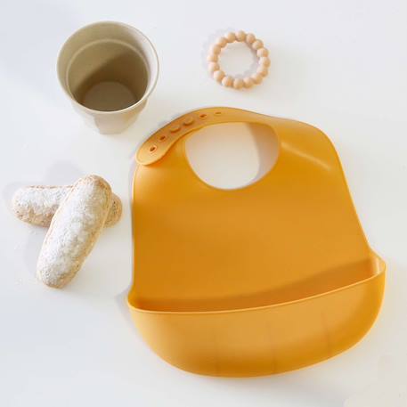 Bavoir avec récupérateur en silicone Jaune 2 - vertbaudet enfant 