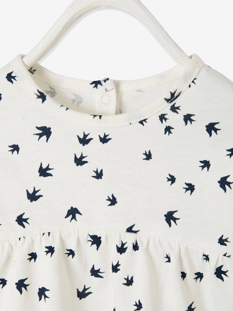 T-shirt imprimé bébé fille Oeko-Tex® ivoire imprimé+marine imprimé oiseaux+pêche 2 - vertbaudet enfant 