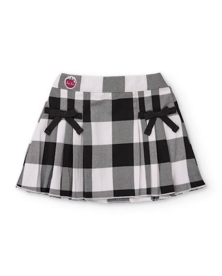 Jupe fille à carreaux avec détails nœuds Gris 1 - vertbaudet enfant 