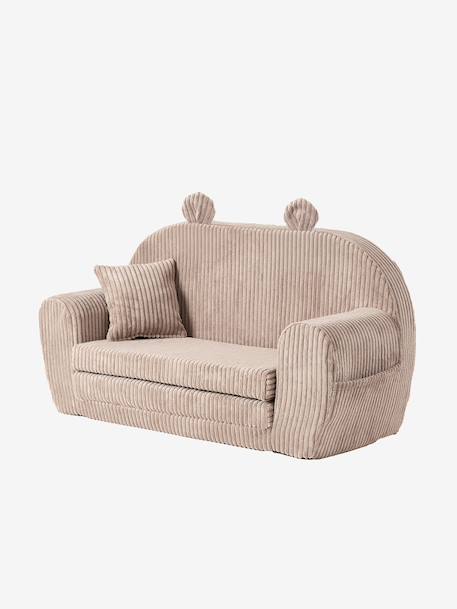 Canapé chauffeuse ours velours beige+rose 4 - vertbaudet enfant 