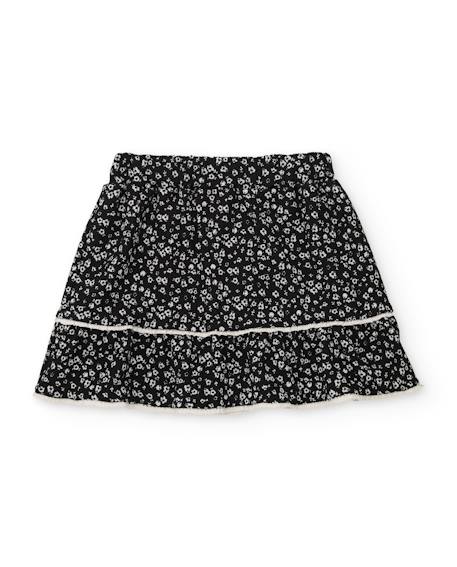 Jupe fille en toile avec design floral et volants Noir 3 - vertbaudet enfant 