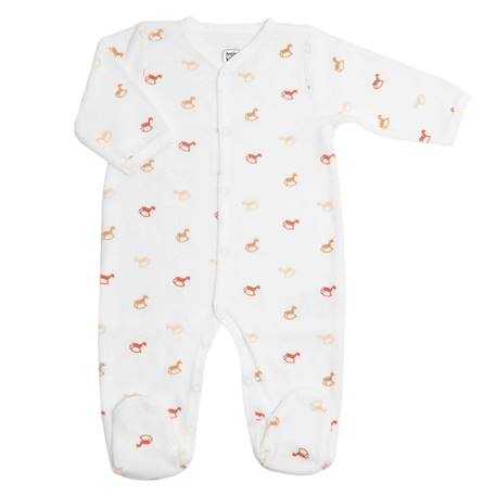 Grenouillère bébé motifs tendances de chevaux à bascule Ecru 1 - vertbaudet enfant 