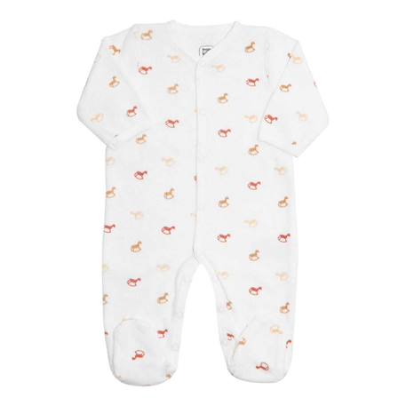 Grenouillère bébé motifs tendances de chevaux à bascule Ecru 3 - vertbaudet enfant 