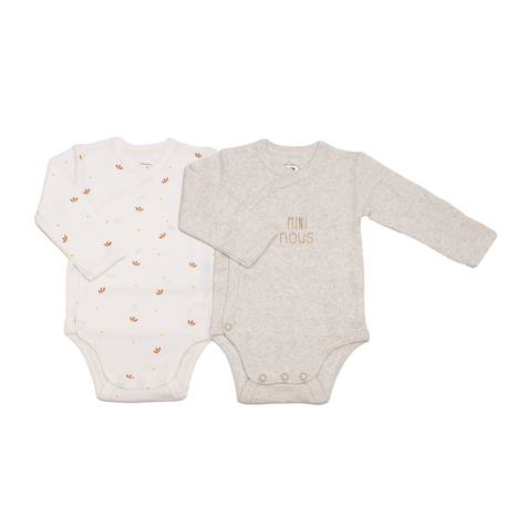Lot de 2 bodies bébé manches longues - mini nous Ecru 1 - vertbaudet enfant 