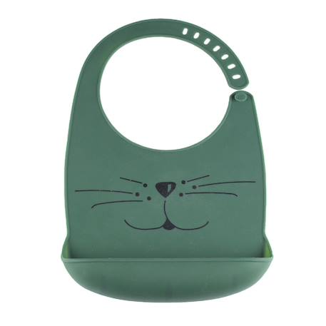 Bavoir silicone avec récupérateur Vanille+Vert sapin 3 - vertbaudet enfant 