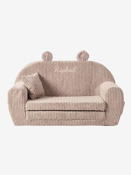 Canapé chauffeuse ours velours beige+rose 7 - vertbaudet enfant 