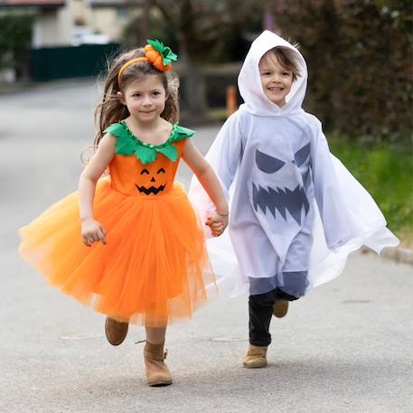 Déguisement enfant poncho à capuche fantôme halloween Blanc 4 - vertbaudet enfant 