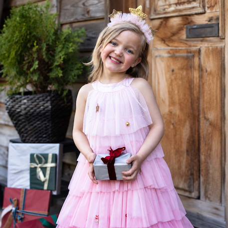 Déguisement enfant robe de princesse de noël avec serre tête Rose+Vert 4 - vertbaudet enfant 