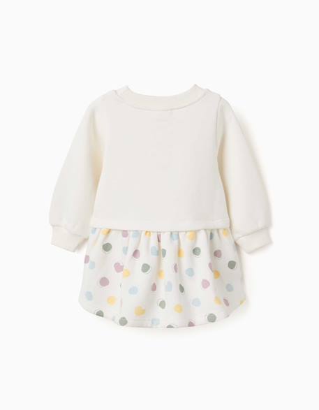 Robe en coton peigné avec motif de cœurs et de pois Blanc 2 - vertbaudet enfant 