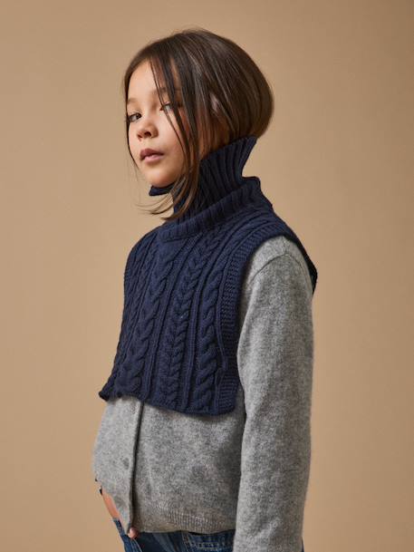 Plastron col roulé torsadé enfant Ecru+Marine 4 - vertbaudet enfant 
