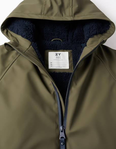 Parka avec capuche et doublure en sherpa Vert foncé 3 - vertbaudet enfant 