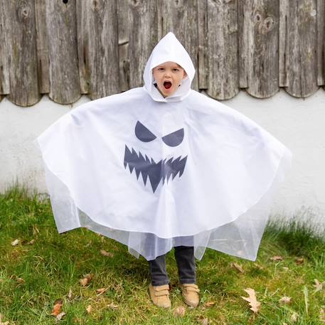 Déguisement enfant poncho à capuche fantôme halloween Blanc 3 - vertbaudet enfant 