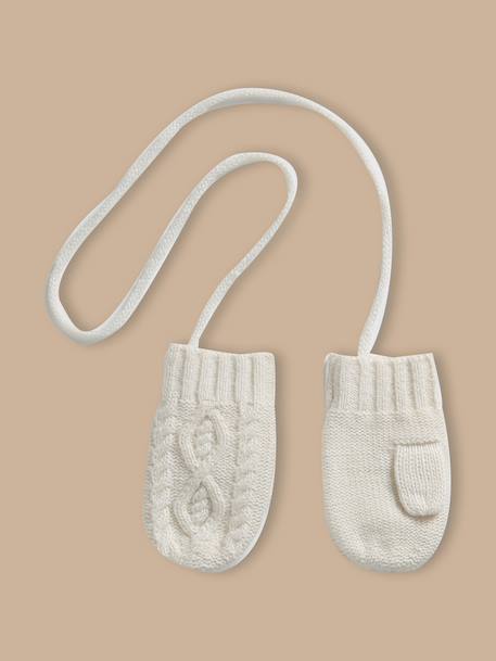 Moufles torsadées bébé Ecru 1 - vertbaudet enfant 