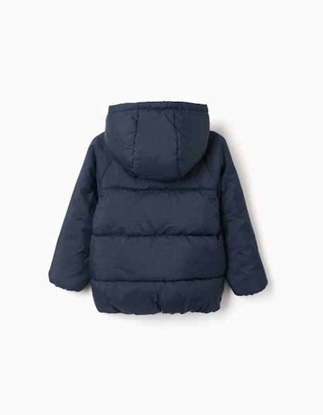 Doudoune avec capuche et doublure en polaire Bleu foncé+Rouge 2 - vertbaudet enfant 