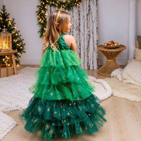 Déguisement enfant robe de princesse de noël avec serre tête Rose+Vert 9 - vertbaudet enfant 