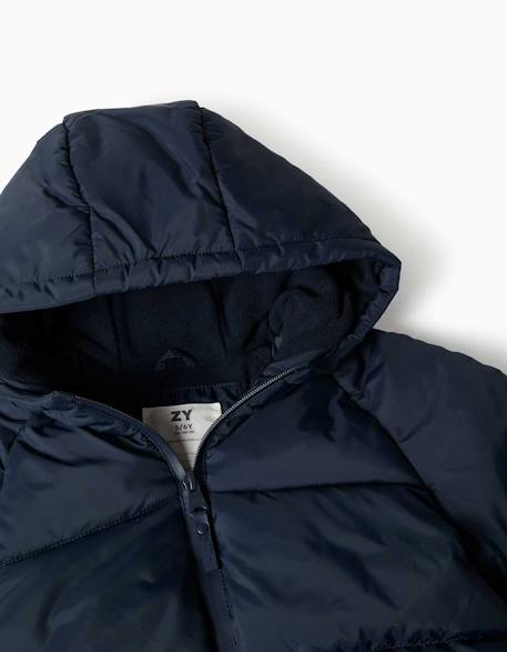 Doudoune avec capuche et doublure en polaire Bleu foncé+Rouge 3 - vertbaudet enfant 
