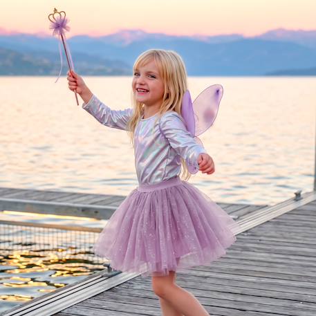 Déguisement enfant jupe princesse fée avec ailes et baguette Rose+Violet 8 - vertbaudet enfant 