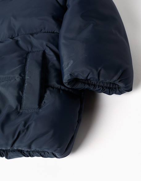 Doudoune avec capuche et doublure en polaire Bleu foncé 4 - vertbaudet enfant 