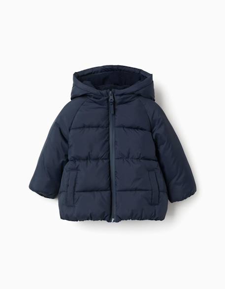 Doudoune avec capuche et doublure en polaire Bleu foncé 1 - vertbaudet enfant 