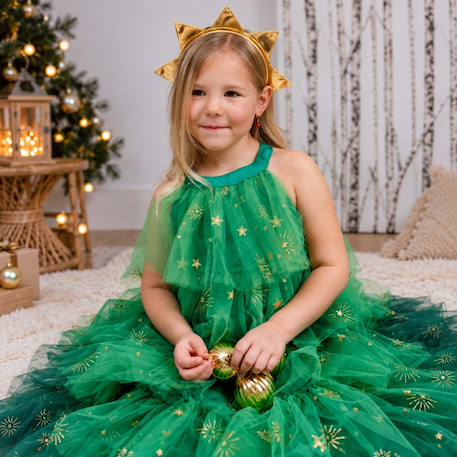 Déguisement enfant robe de princesse de noël avec serre tête Rose+Vert 12 - vertbaudet enfant 