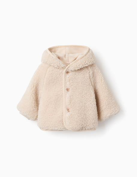 Manteau en sherpa avec capuche et doublure en polaire Gris clair 1 - vertbaudet enfant 
