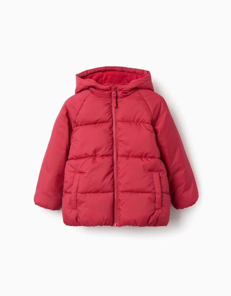 Doudoune avec capuche et doublure en polaire Bleu foncé+Rouge 4 - vertbaudet enfant 