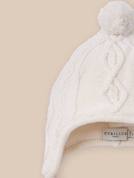 Bonnet péruvien en laine doublé de polaire – bébé Ecru 2 - vertbaudet enfant 